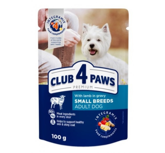 Вологий корм Клуб 4 Лапи Adult Dog Small Breeds with Lamb з ягням у соусі для дорослих собак малих порід 100г