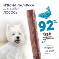 Лакомство для собак Клуб 4 Лапы - мясная палочка с лососем для собак с чувствительным пищеварением, 12г