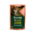 Беззерновые паучи для кошек MONGE BWILD Grain Free WET Sterilised лосось с креветками и овощами 85г