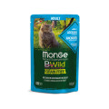 Беззерновые паучи для кошек MONGE BWILD Grain Free WET анчоус с овощами 85г