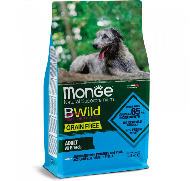 Корм для собак BWILD Monge Grain Free (беззерновой) анчоус 2,5кг