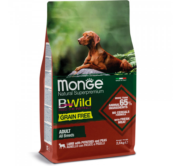 Корм для собак BWILD Monge Grain Free (беззерновой) ягненок 2,5кг