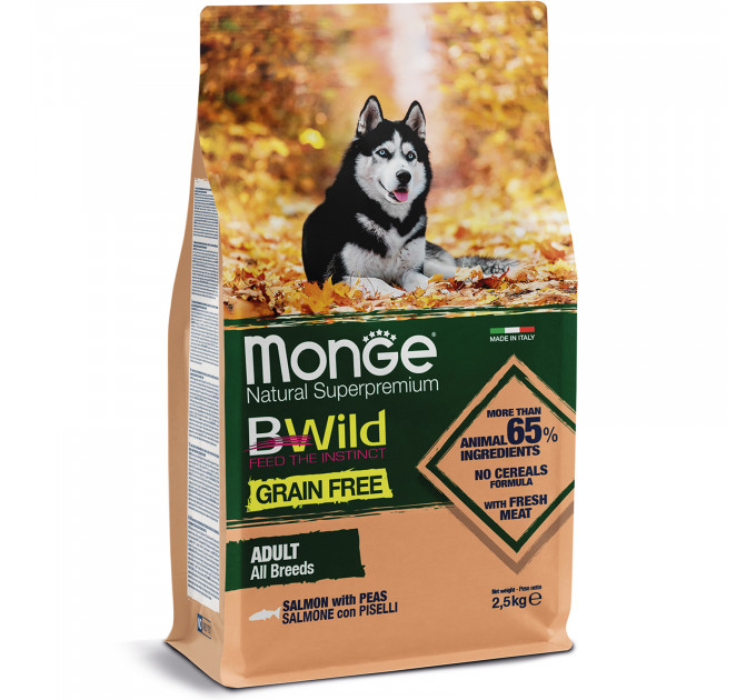 Корм для собак BWILD Monge Grain Free (беззерновой) лосось 2,5кг