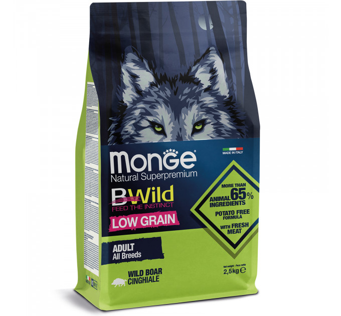 Корм для собак BWILD Monge Low Grain (низкозерновой) дикий кабан 2,5кг