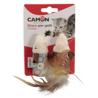 Іграшка для котів Camon - Мишки (2шт) з квітковим малюнком та пір'ям
