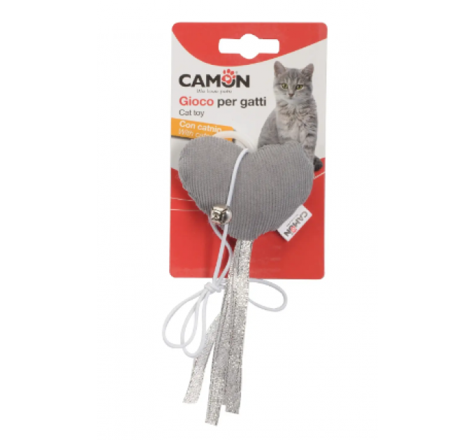Іграшка для котів Camon - Серце з дзвіночком та гумкою, 5-7 см