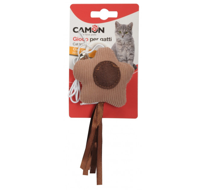Игрушка для кошек Camon - Звезда с колокольчиком и резинкой, 7 см