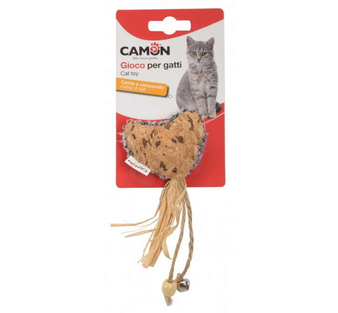 Игрушка для кошек Camon - Сердце с колокольчиком и кошачьей мятой, 4,5 х 6 см