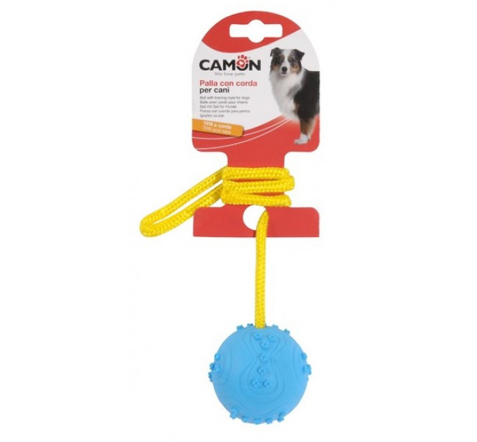Игрушка для собак Camon - Мяч TPR 6,2см с ручкой, 45см