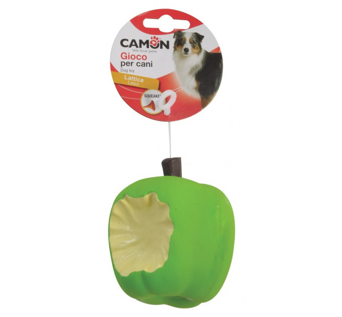 Іграшка для собак Camon - Зелене яблуко з латексу з пищалкою, 8х10см