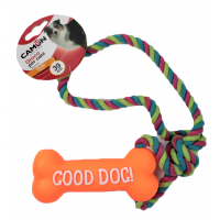Іграшка для собак Camon - Вінілова кістка з мотузкою, 39см