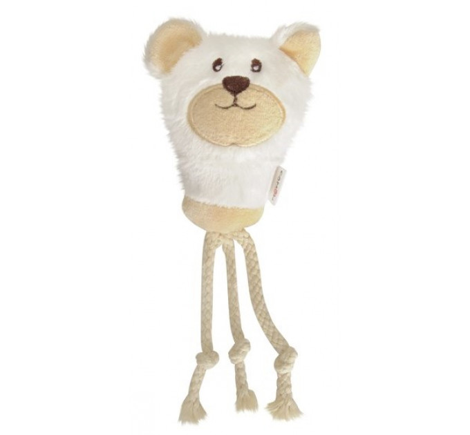 Іграшка для собак Camon - Плюшевий ведмідь з пищалкою та мотузками, 20см