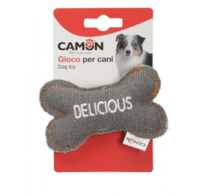 Іграшка для собак Camon - Косточка "Delicious" з тканини, 10,5см