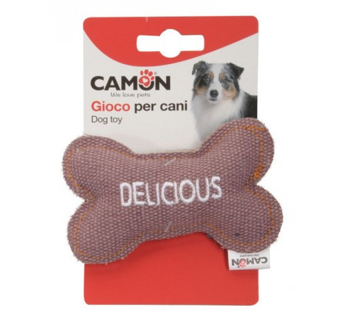 Игрушка для собак Camon - Косточка "Delicious" из ткани, 10,5см