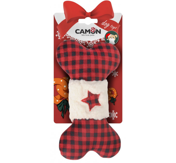 Игрушка для собак Camon - Кость из полиэстера с пищалкой, 20см