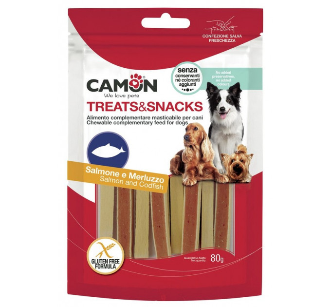 Лакомство для собак Camon - Сэндвич Treats & Snacks с лососем и треской, 11см - 80г