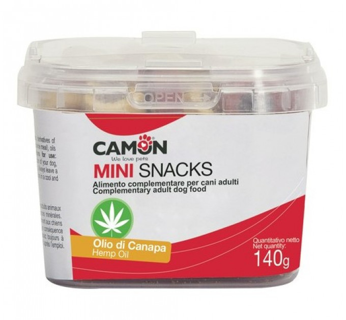 Лакомство для собак Camon - Mini Snacks в форме листьев с конопляным маслом, 1х1,2см - 140г