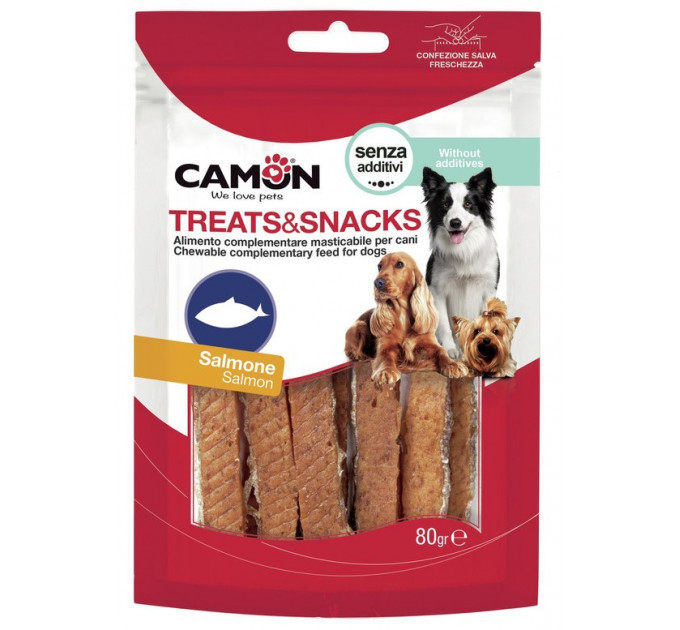 Лакомство для собак Camon - Батончики из лосося Treats & Snacks, 11см - 80г