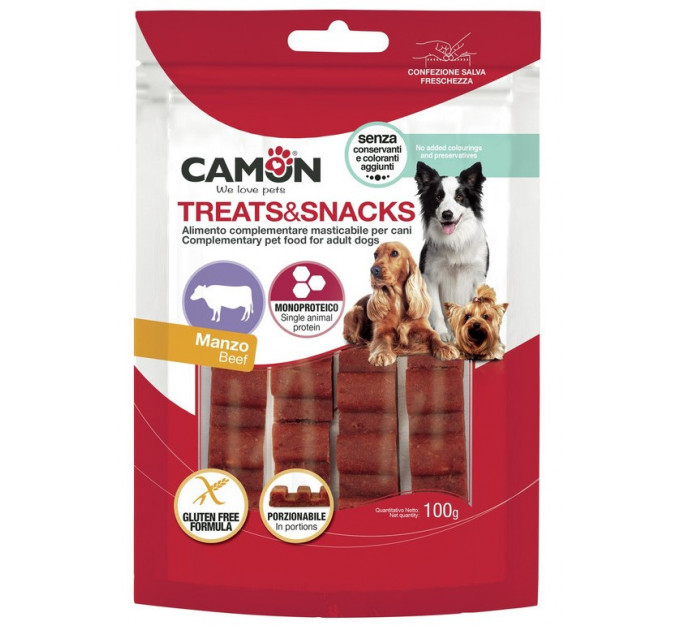 Лакомство для собак Camon - Treats & Snacks Порционный снек-бар из говядины, 12см - 100г