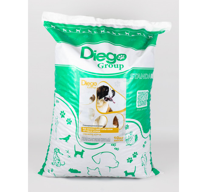 Корм для собак Diego Group для крупных пород от 3-х месяцев с курицей 10 кг