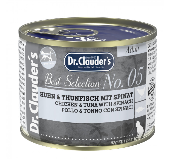 Влажный корм Dr.Clauder’s Best Selection №5 курица и тунец со шпинатом для взрослых кошек 200г
