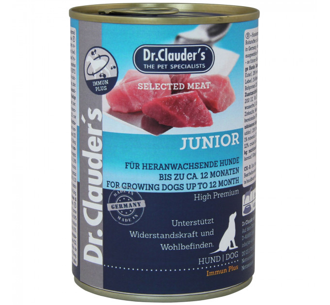 Влажный корм Dr.Clauder’s Selected Meat Junior для щенков/юниоров с мясом 400г
