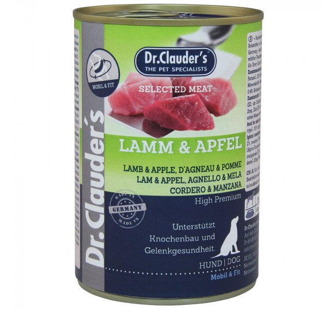Влажный корм Dr.Clauder’s Selected Meat Lamb & Apple ягненок и яблоко для взрослых собак 400г