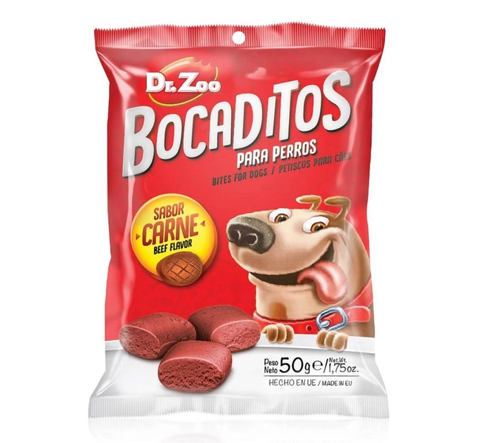 Жевательные рулетики для собак со вкусом говядины Dr.Zoo BOCADITOS Beef, 50г
