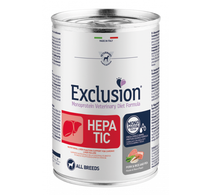 Exclusion Hepatic Pork&Sorghum and Rice консервы со свининой для всех пород собак с печеночной недостаточностью 200 г