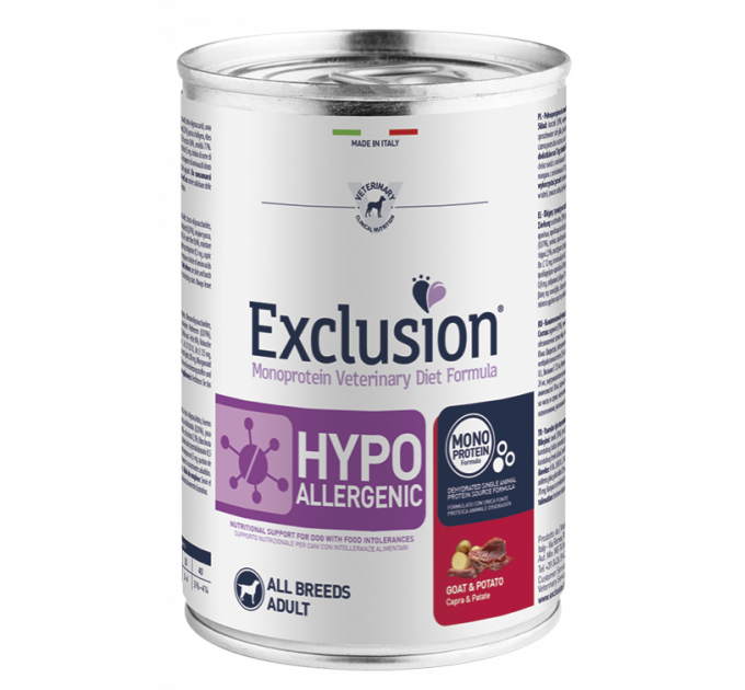 Exclusion Hypoallergenic All Breeds Goat&Potato консервы с мясом козы для всех пород собак с пищевой аллергией 400 г