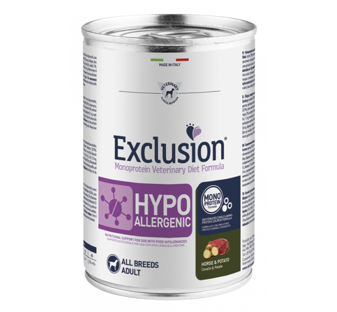 Exclusion Hypoallergenic All Breeds Horse&Potato консервы с кониной для всех пород собак с пищевой аллергией 200 г