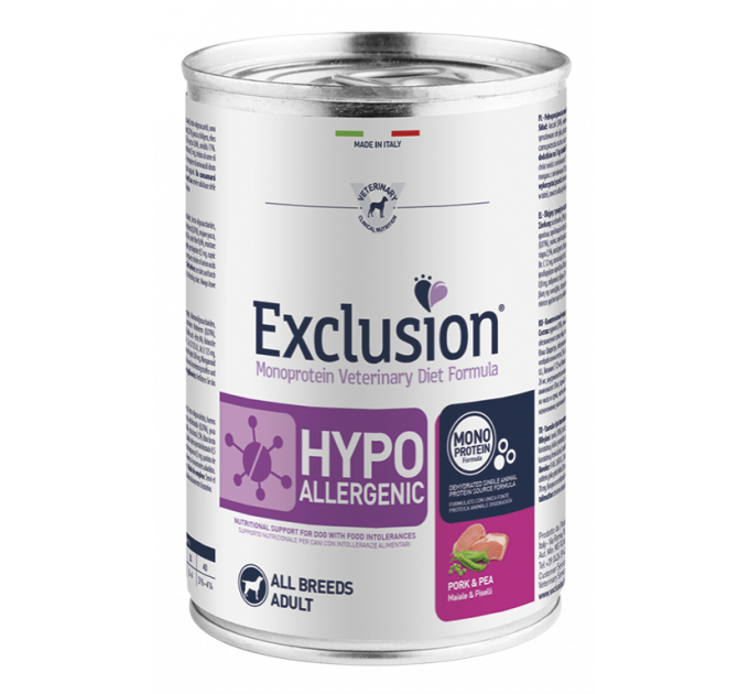Exclusion Hypoallergenic All Breeds Pork&Pea консервы со свининой для всех пород собак с пищевой аллергией 400 г