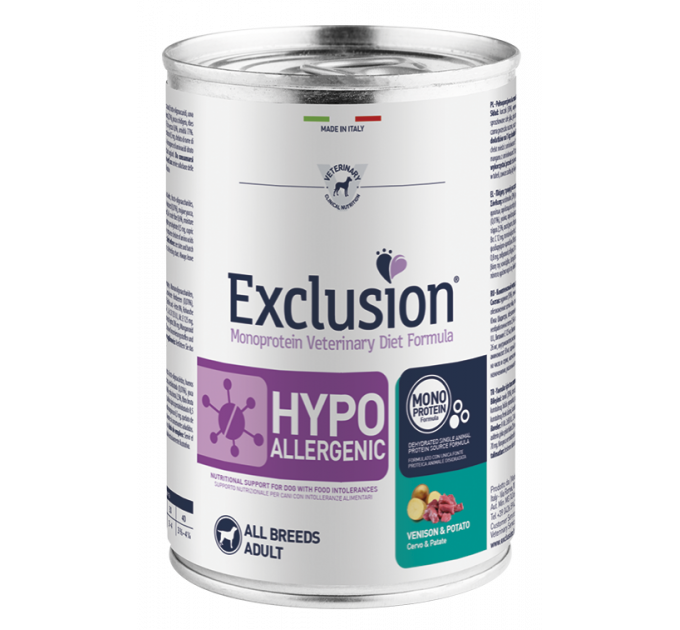 Exclusion Hypoallergenic All Breeds Venison&Potato консервы с олениной для всех пород собак с пищевой аллергией 200 г