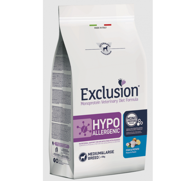 Exclusion Hypoallergenic Medium&Large Breed с рибой для средних и крупных пород собак с пищевой аллергией 2 кг