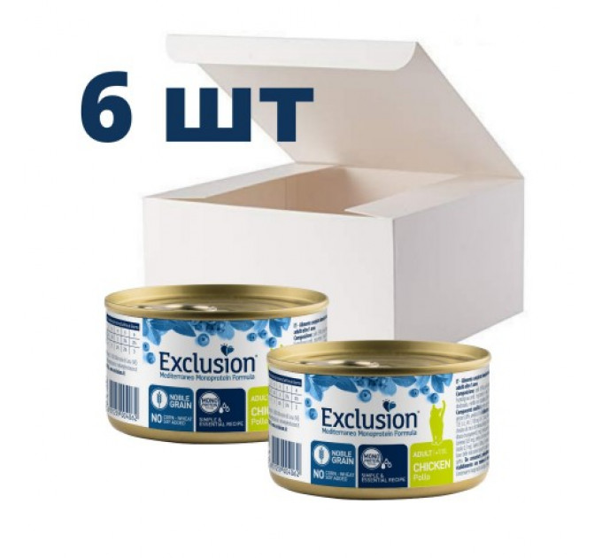 Упаковка вологого корму для кішок Exclusion 85г 6шт * смаки на вибір