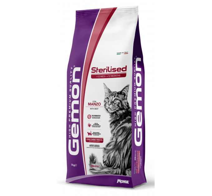 Корм для стерилизованных кошек GEMON CAT Sterilised c говядиной 7кг