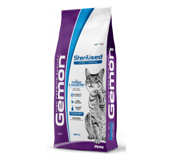 Корм для стерилизованных кошек GEMON CAT Sterilised тунец с лососем 7кг