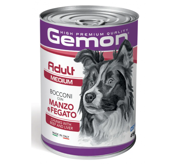 GEMON DOG WET Medium Adult консерви для собак з яловичиною та печінкою 415г