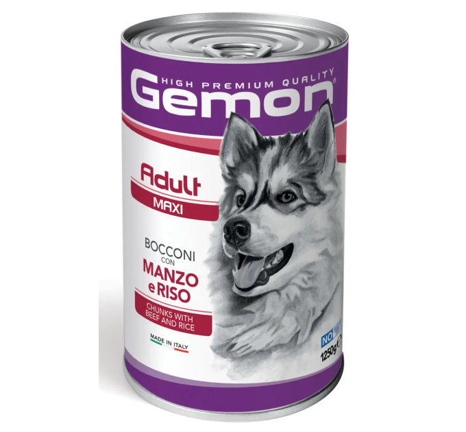 GEMON DOG WET Maxi Adult консерва для собак с говядиной и рисом 1,25кг