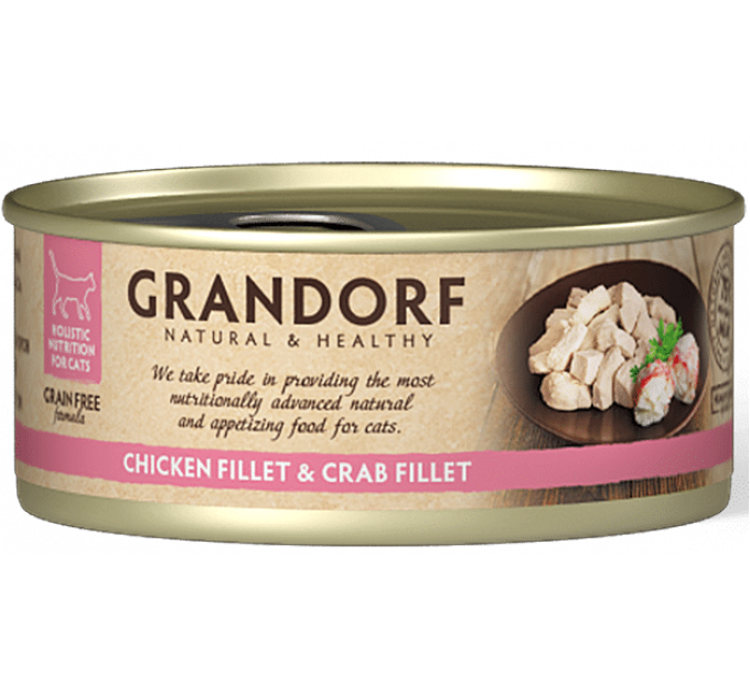 Grandorf Chicken Breast & Crab Fillet - консервы для кошек Куриная грудка с мясом краба, 70 г