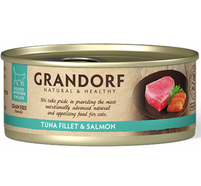 Grandorf Tuna Fillet & Salmon - консервы для кошек Филе тунца с лососем, 70 г