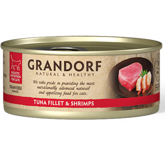 Grandorf Tuna Fillet & Shrimps - консервы для кошек Филе тунца с креветками, 70 г