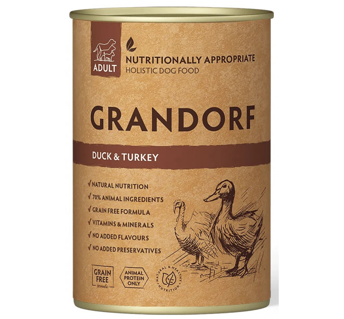 Grandorf Duck & Turkey - консервы для собак Утка с Индейкой, 400 г