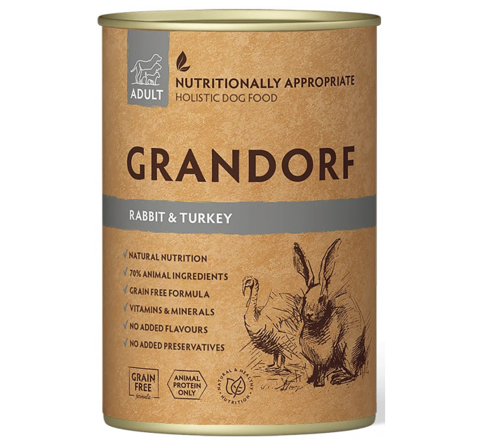 Grandorf Rabbit & Turkey - консервы для собак Кролик с Индейкой, 400 г