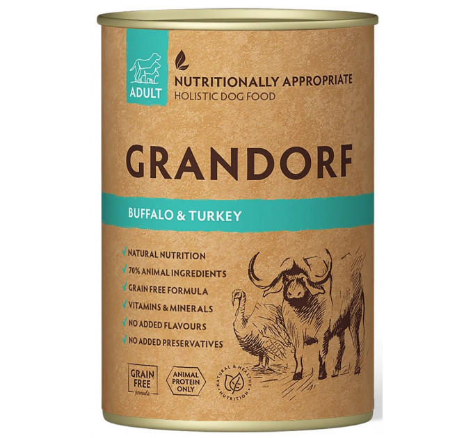 Grandorf Buffalo & Turkey - консервы для собак Буйвол с Индейкой, 400 г