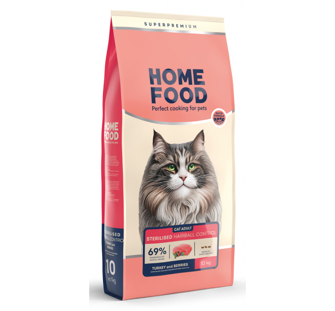 Корм для кошек Home Food Hairball Control Выведение шерсти 10кг