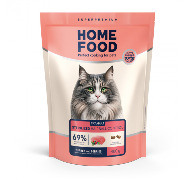 Корм для кошек Home Food Hairball Control Выведение шерсти 0,4кг