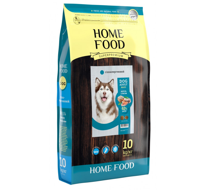 Гипоаллергенный корм для собак крупных пород Home Food с форелью и овощами 10кг