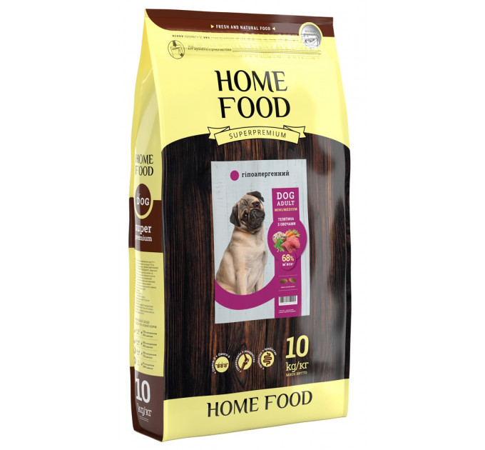 Гіпоалергенний корм для собак малих та середніх порід Home Food з телятиною та овочами 10кг
