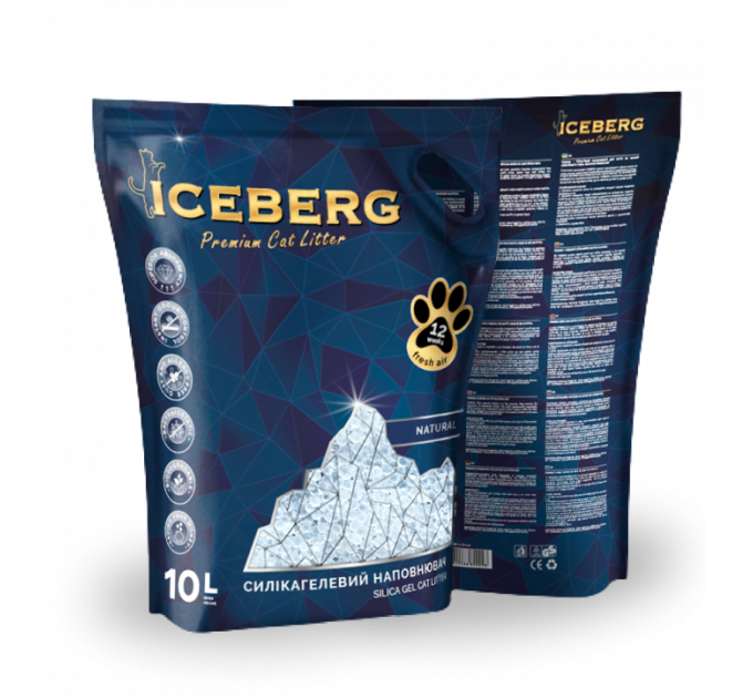 Iceberg Гигиенический наполнитель на основе силикагеля без аромата 10л